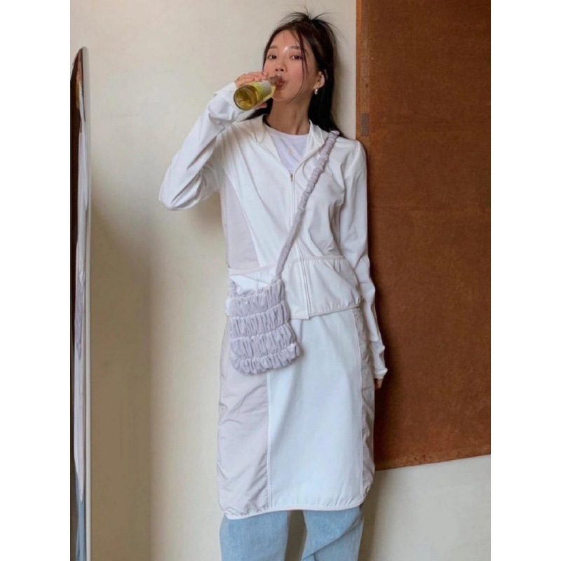 Longmei Hooded Sun Protection Jacket Set for Women 2026 Spring and Summer New Korean Style Lc Style Patchwork Skirt Two-Piece Set