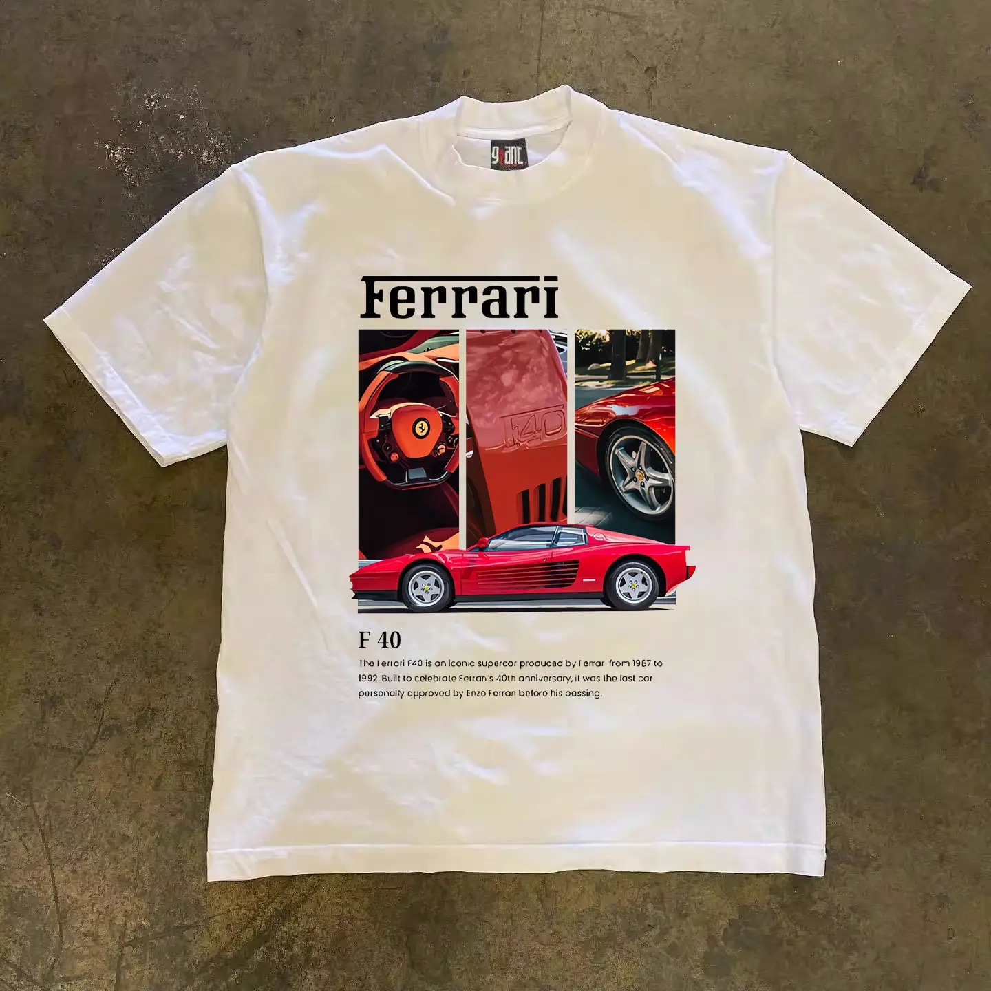 Buettiker 260g heavyweight pure cotton American retro street sports car printed short sleeved t-shirt for men and women