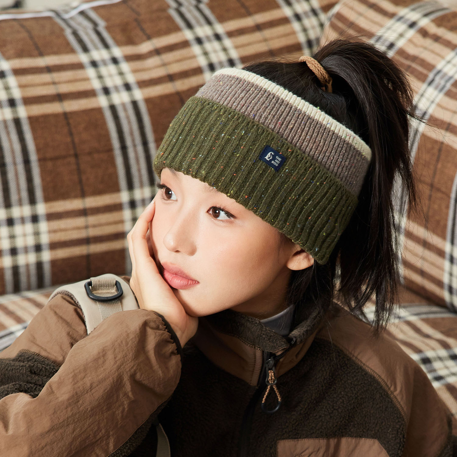 Japanese Style Contrast Color Thickened Cold-proof Hair Band Women's Autumn and Winter Daily Wear Sports Wide-brim Hair Accessories Men's Distinctive All-match Hair Band