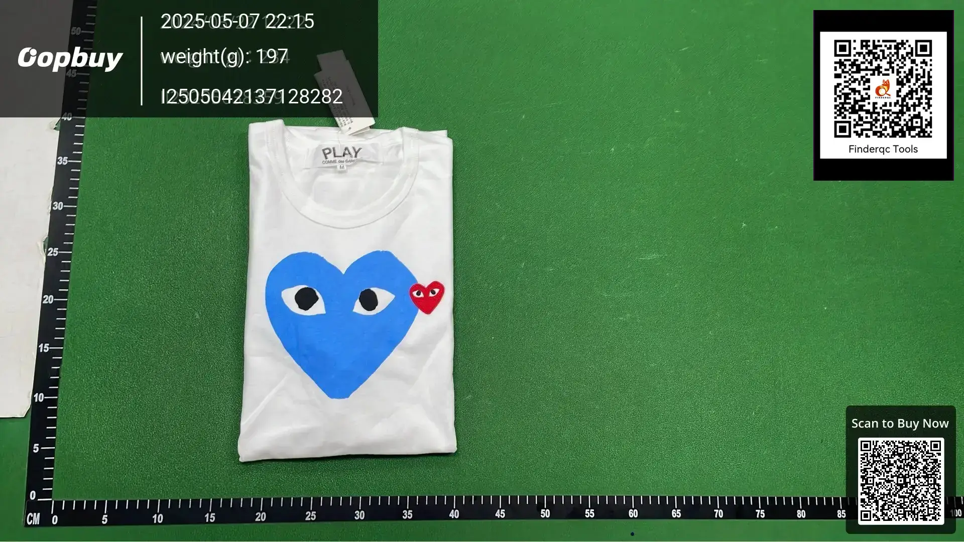 Comme des Garçons PLAY White T-Shirt with Blue Heart