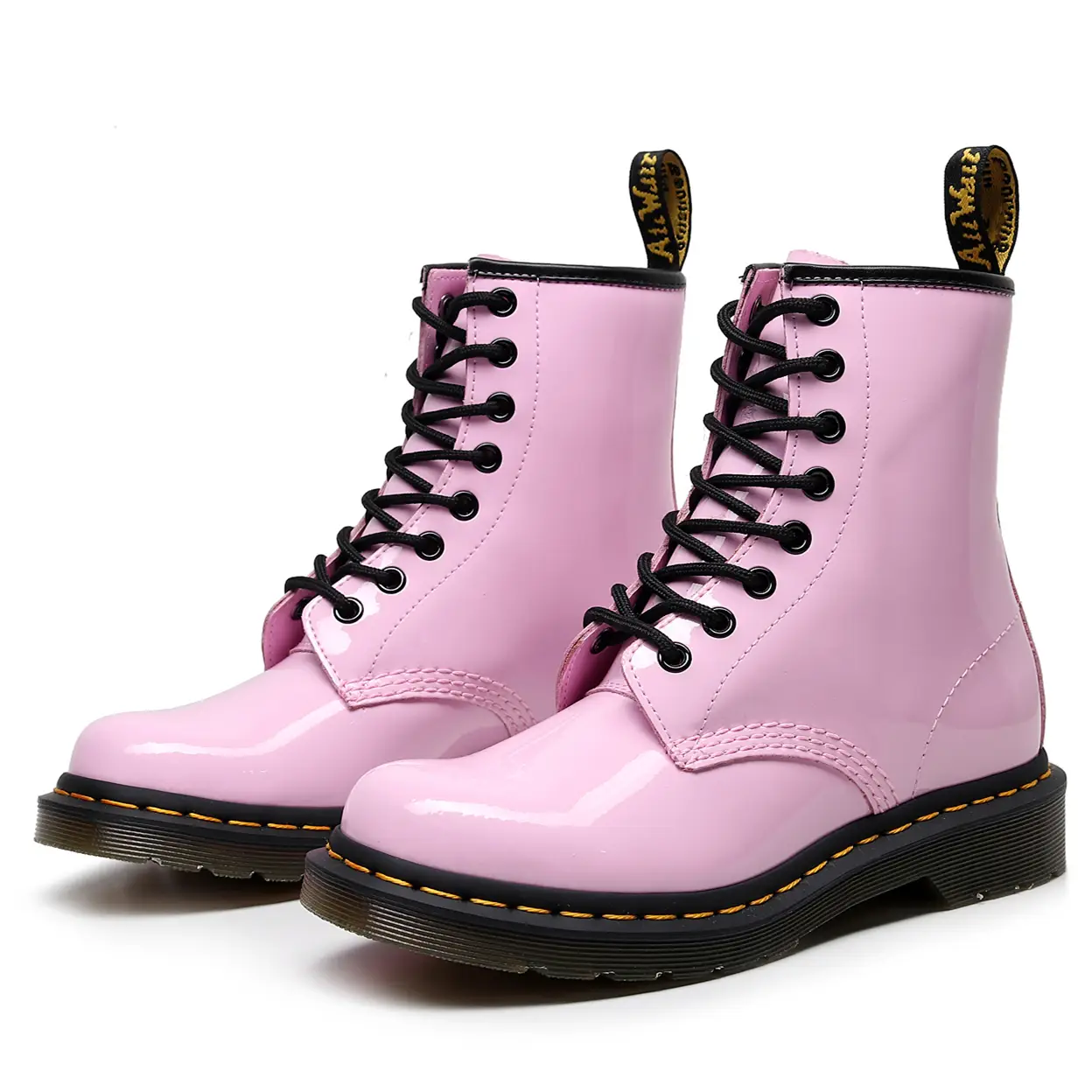 Genuine Leather 1460 Eight-Hole Martin Boots for Women, Colorful Pink Patent Leather, British Style, 2024 Autumn New Niche Trendy Short Boots