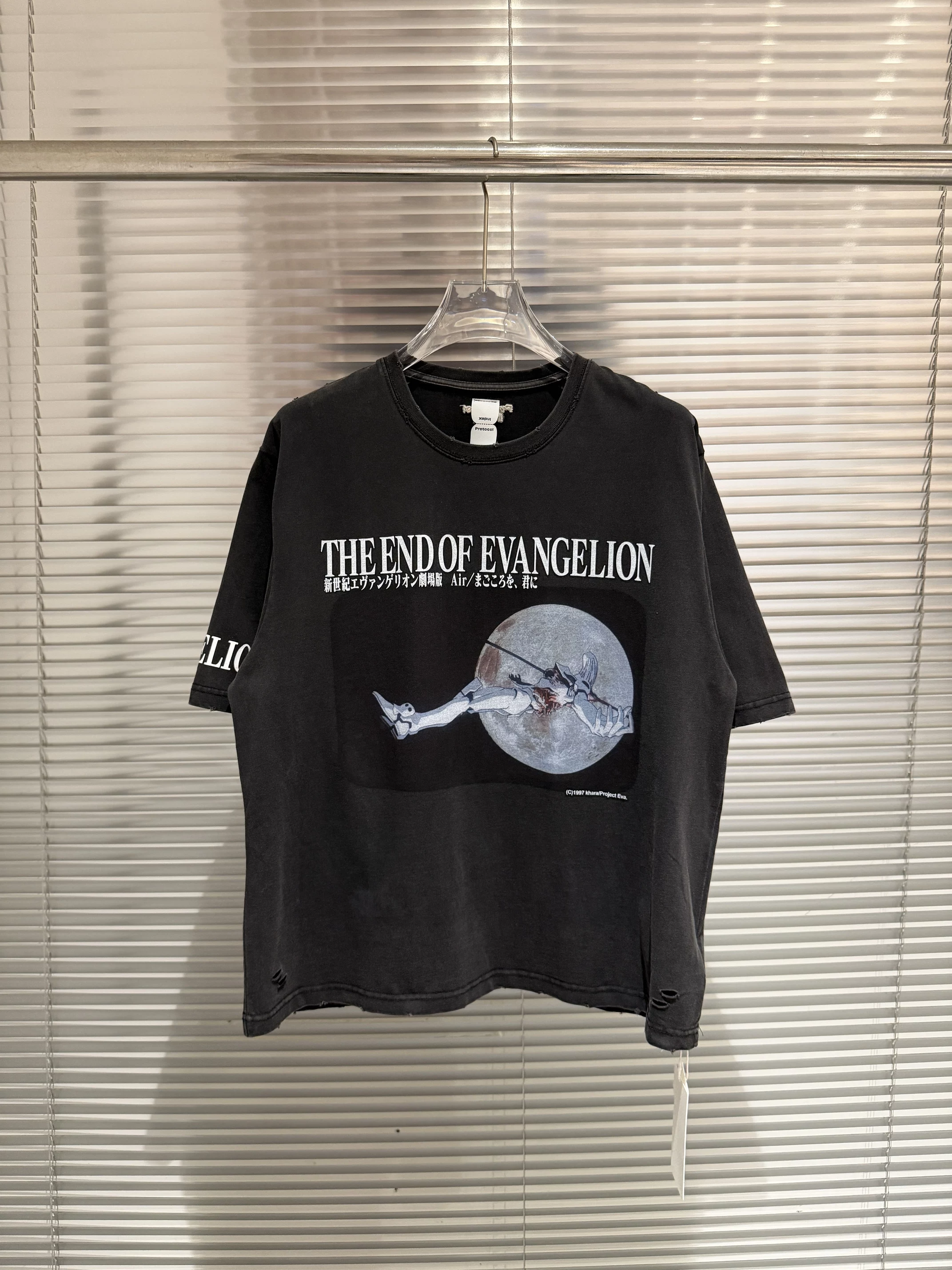 Protocol Index × Evangelion Neon Genesis Evangelion Co-Branded Printed Washed T-Shirt Trendy