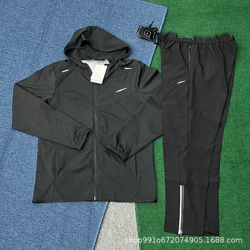 Factory Wholesale Jacket Men's Outdoor Sports Windproof Jacket Casual Versatile Hooded Quick-Drying Woven Running Fitness Suit