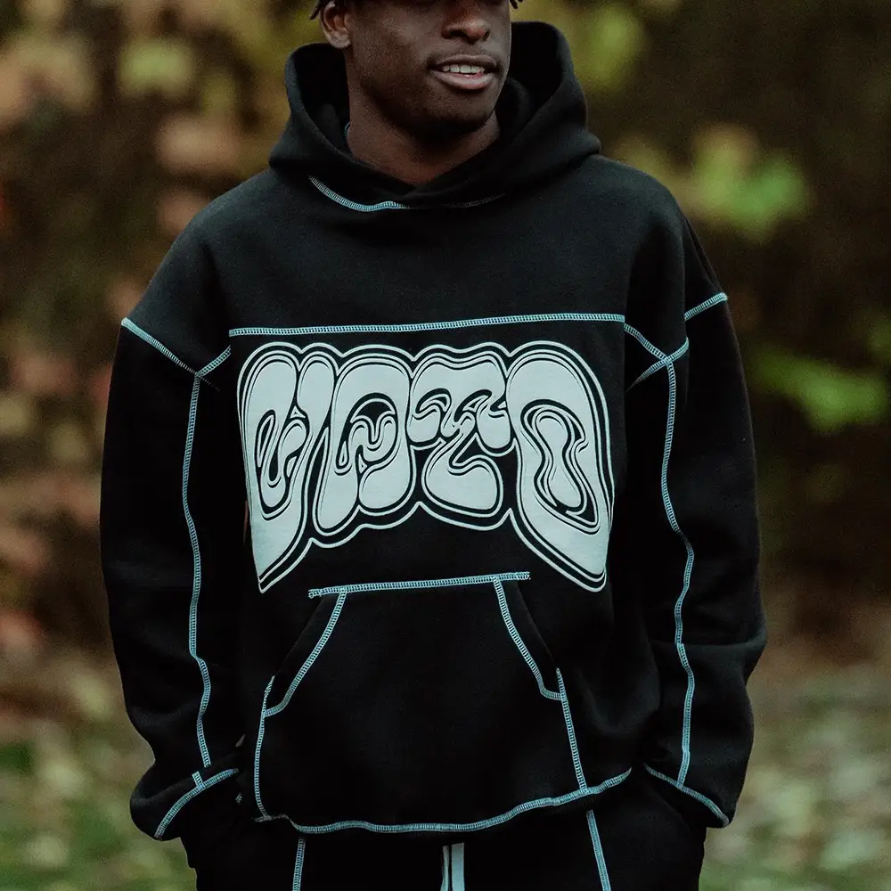 New cross-border high street style letter printed outer stitching Y2K hip hop punk style hooded pullover autumn and winter sweater