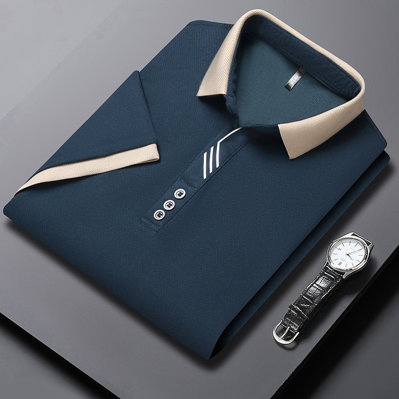Men's Short-sleeved T-shirt 2024 Summer Men's Summer Top New Fashion Solid Color T-shirt Casual Polo Shirt Trendy T