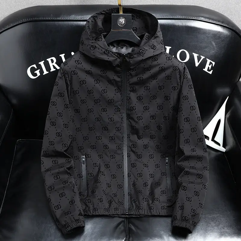 European station light luxury men's fat spring jacket men's casual men's jackets hooded loose large version of the top tide