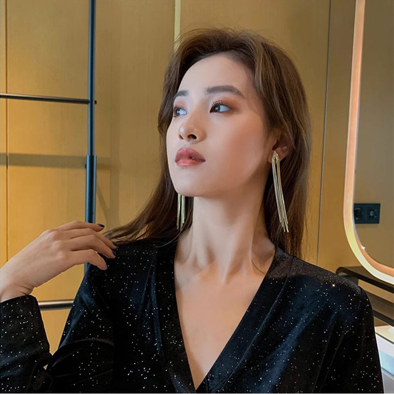 S925 Silver Needle Chain Tassel Earrings for Women 2026 New Hot Style High-End Fashion Elegant Earrings Unique Ear Accessories