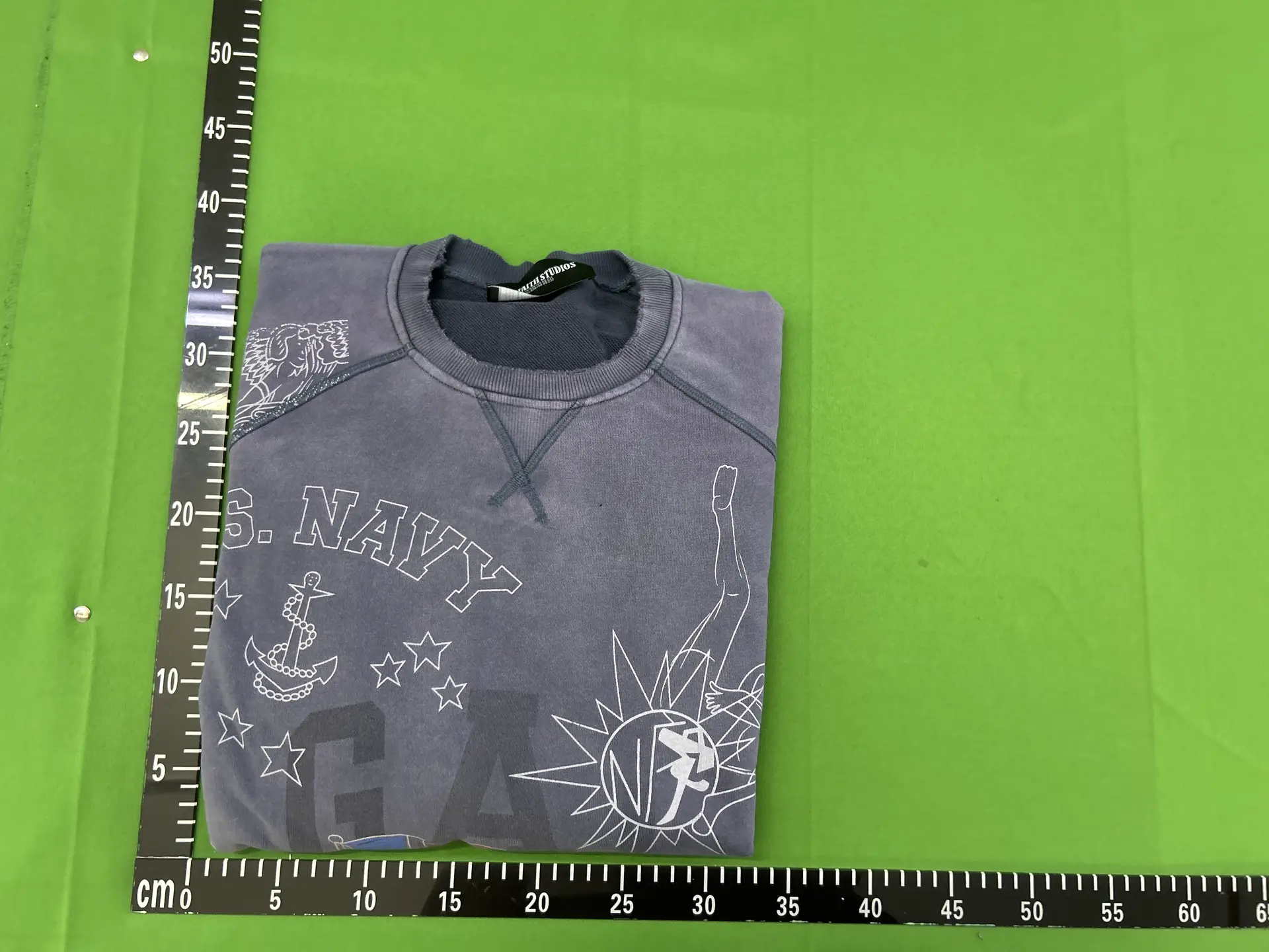 No Faith Studios U.S. Navy Graffiti Print Crew Neck Sweatshirt