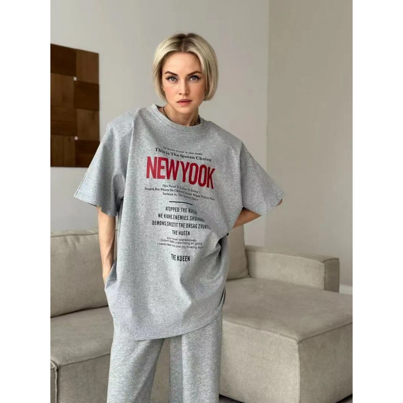2025 Summer New European and American Style Trendy Versatile Letter Print Casual Loose Slimming Chic Top