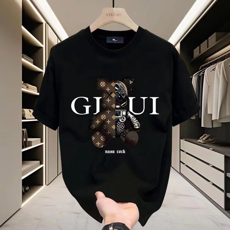 180g Short-sleeved T-shirt Men's Summer 2025 New Teenager Fashion Brand Trendy Letter Printed Half-sleeved Loose Top
