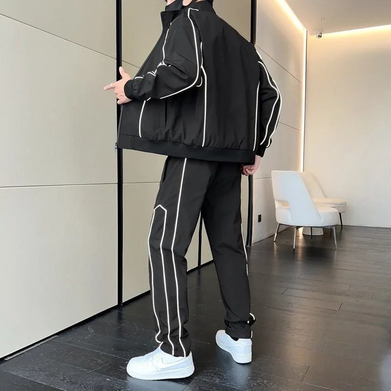 Spring Korean-style Fashionable Handsome Fashion Casual Suit Trendy Brand Two-piece Set for Men and Women Couple Casual Sports Collar