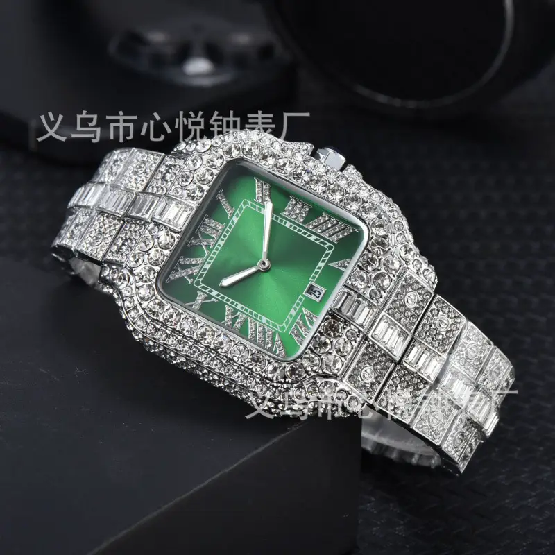2024 full diamond men's high quality watch three pointer multi-functional fashion quartz watch manufacturers wholesale