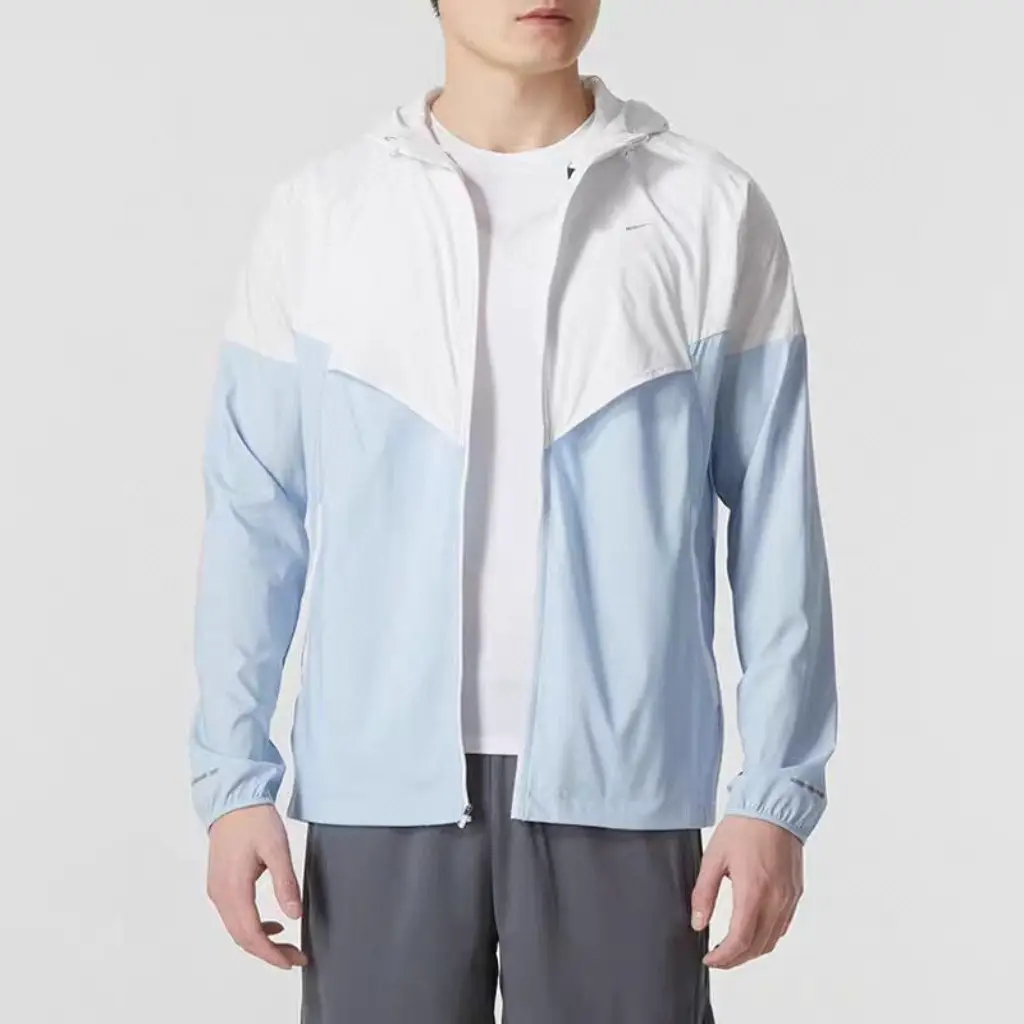 Foreign Trade Spot Wholesale Men's Running Jacket Sun Protection Skin Clothing Summer New Woven Hooded Jacket Fb7541