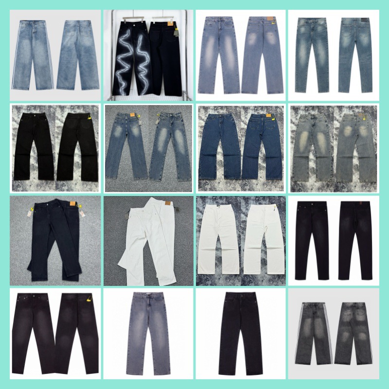 B-Brand Style Collaboration Washed Side-Striped Three-Stripe Loose Straight-Leg Jeans Unisex Wide-Leg Pants