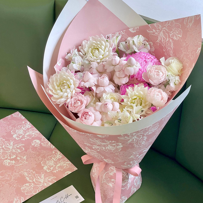 Internet-Famous French-Style Soft Gauze Flower Wrapping Paper, Pink Rose Wrapping Paper, Handmade DIY Flower Packaging Materials Wholesale