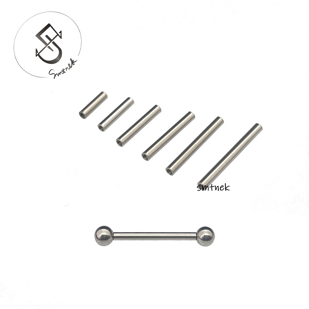 Smtnek Titanium Steel Inner Tooth Straight Rod Stainless Steel Puncture Accessories Rod Tongue Nail Earring Spare Rod