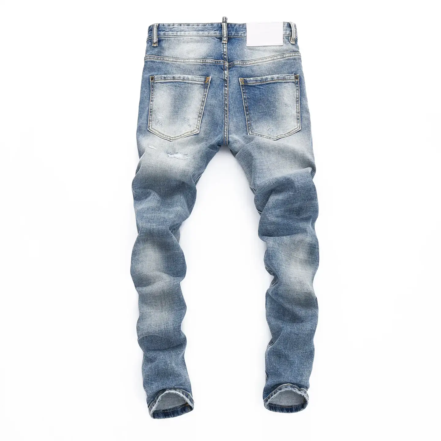 2024 Trendy Best Selling Hole Skinny Jeans silm Men Blue Trendy Nightclub Hong Kong Style Beggar Tight High Quality Dsq2