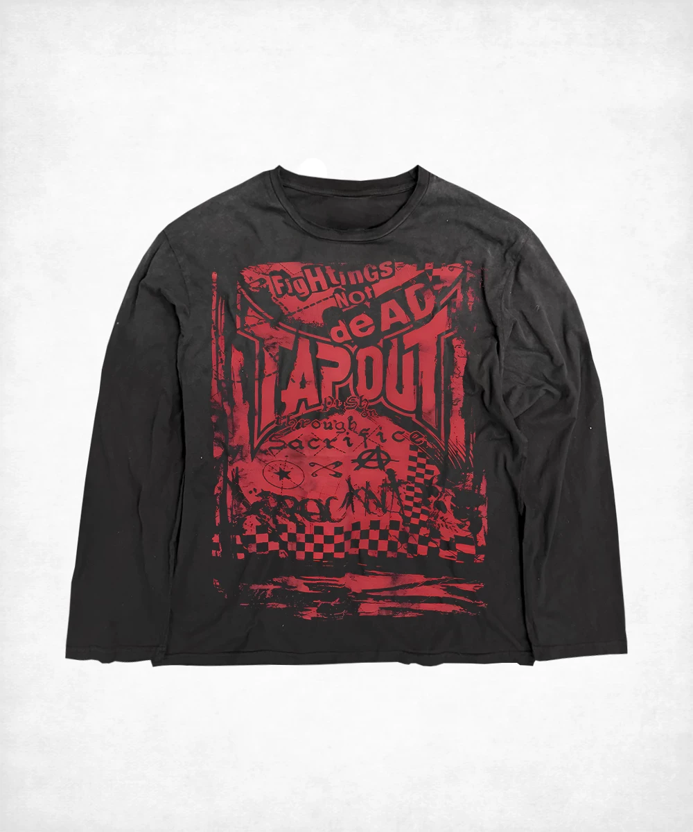 180g Dirty Long-Sleeve T-Shirt Tapout European and American Street Style Heavy-Duty Tie-Dye Affliction Vintage Dark Punk Bia