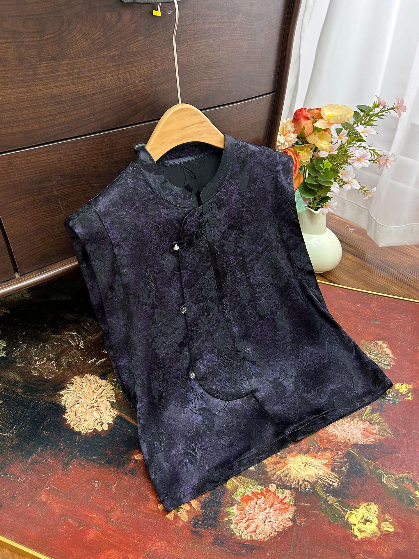 New Chinese-Style Retro Jacquard Short T-Shirt 2025 Summer New Model National Style Sleeveless Top 2026 New Model