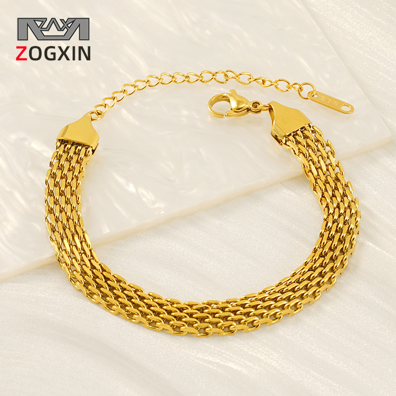 European and American Fashion Light Luxury Titanium Steel Braided Twist Mesh Bracelet with a Vintage Feel, Simple Stainless Steel Bracelet Wholesale
