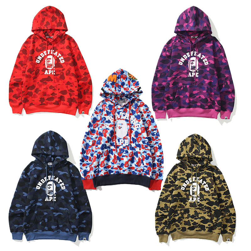 Ape Head Bape Trendy Brand Same Style Camouflage Shark Head 3D Digital Printing Hoodie Sweatshirt Men's and Women's Pullover Jacket