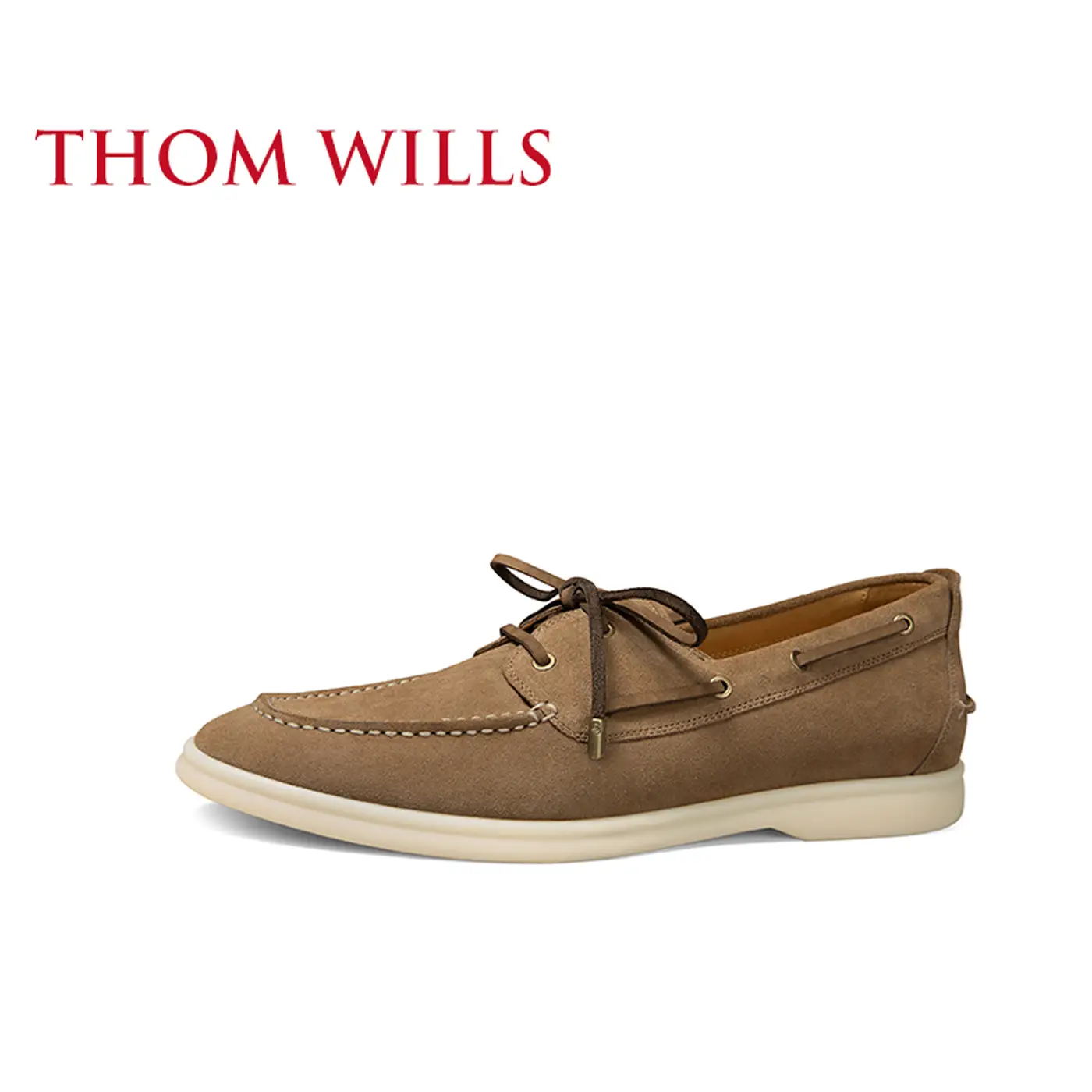 Thomwills Genuine Leather Loafers Men's Suede Boat Shoes Soft Leather British Retro Slip-On Leather Shoes Summer
