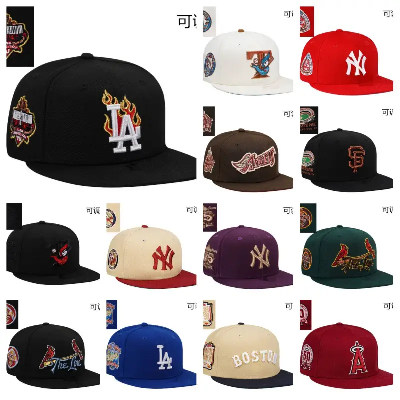Foreign Trade Cross-Border New Era Style Team Baseball Cap with 3D Embroidery, Adjustable Flat Brim Hat, Hip-Hop Hat, Sun Hat