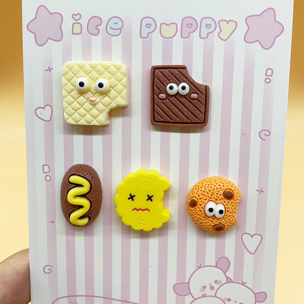 Cute Cartoon Emoji Cookie Resin Accessories DIY Cream Gel Accessories Hairpin Rope Hole Shoes Material
