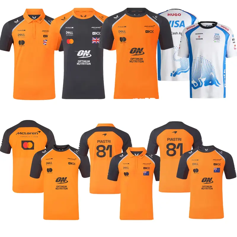 2025 new Formula 1 racing suit McLaren team No. 4 81 short-sleeved polo shirt lapel T-shirt team uniforms