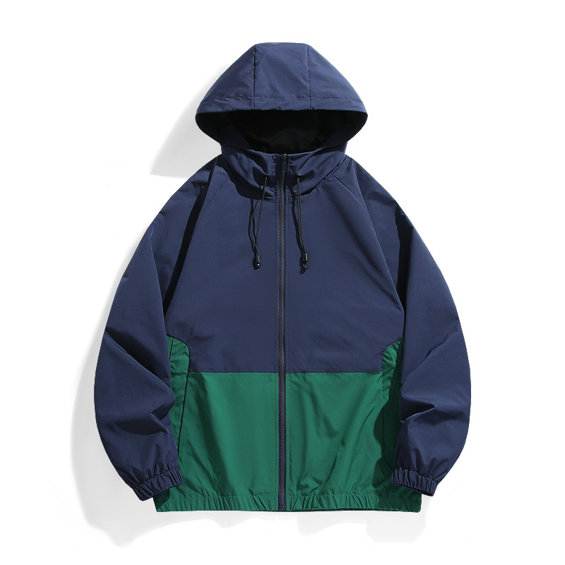 Autumn New Trendy Color-inserted Stitching Hooded Drawstring Jacket Men's Fashionable All-match Quality Comfortable Jacket for Men