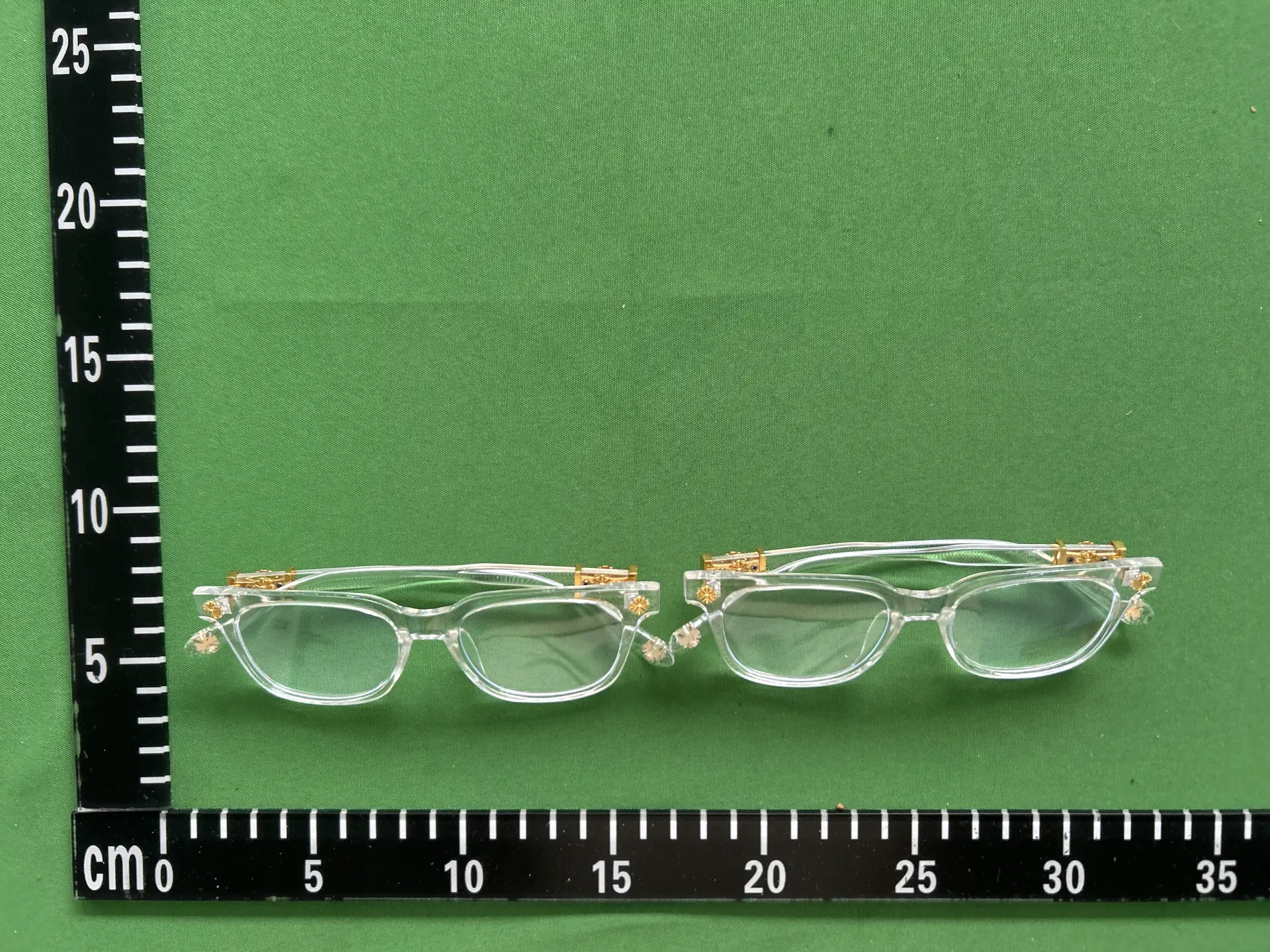 Clear Frame Eyeglasses with Gold Accents