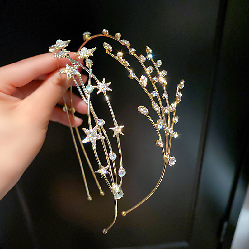 Ins Style Diamond Pearl Star Hair Hoop Internet Celebrity Fashion Personality Trendy Elegant Headband South Korea Dongdaemun Hair Accessories for Women