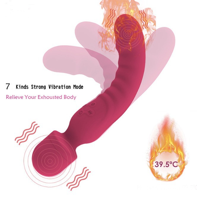 Double-headed av stick multi-frequency vibrator female rechargeable full-covered rubber double-motor heating female double-headed fun vibrator