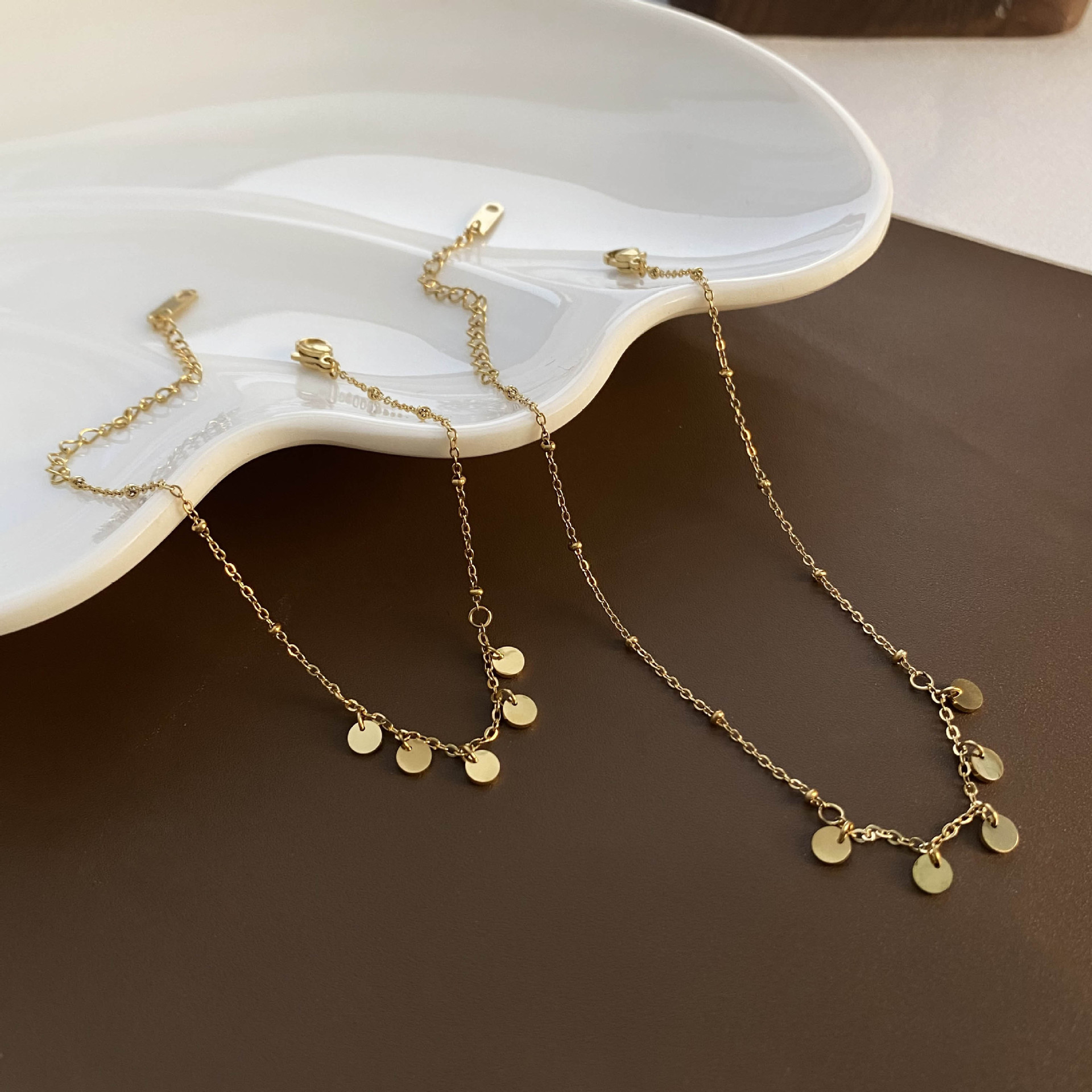 suit anklet titanium steel is not easy to fade new 2024 new round brand jewelry fashion all-match light luxury