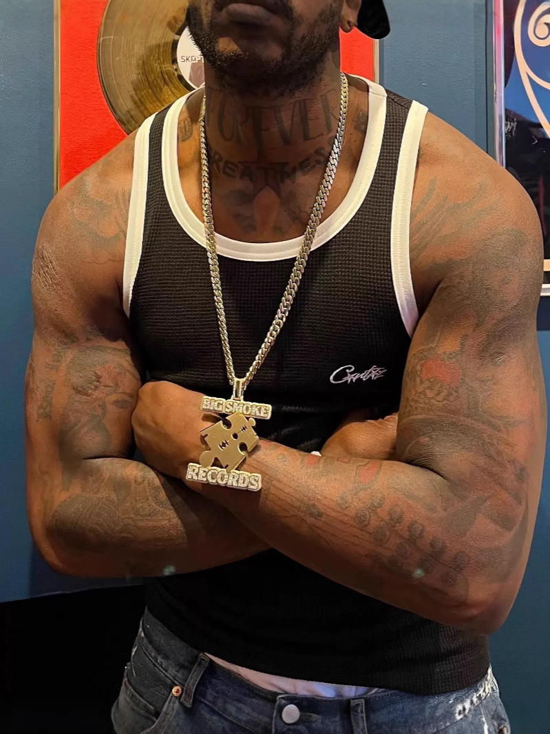 Crtz Man's Tank Embroidered Letters Slim Vest European and American Rap Fitness Sports Sleeveless Top for Men