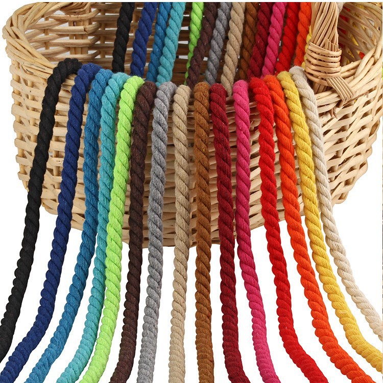 06 Three-Strand Cotton Rope 8mm Colorful 8mm Thick Cotton Thread DIY Store Paving Decoration Decoration Binding DIY Braided Rope