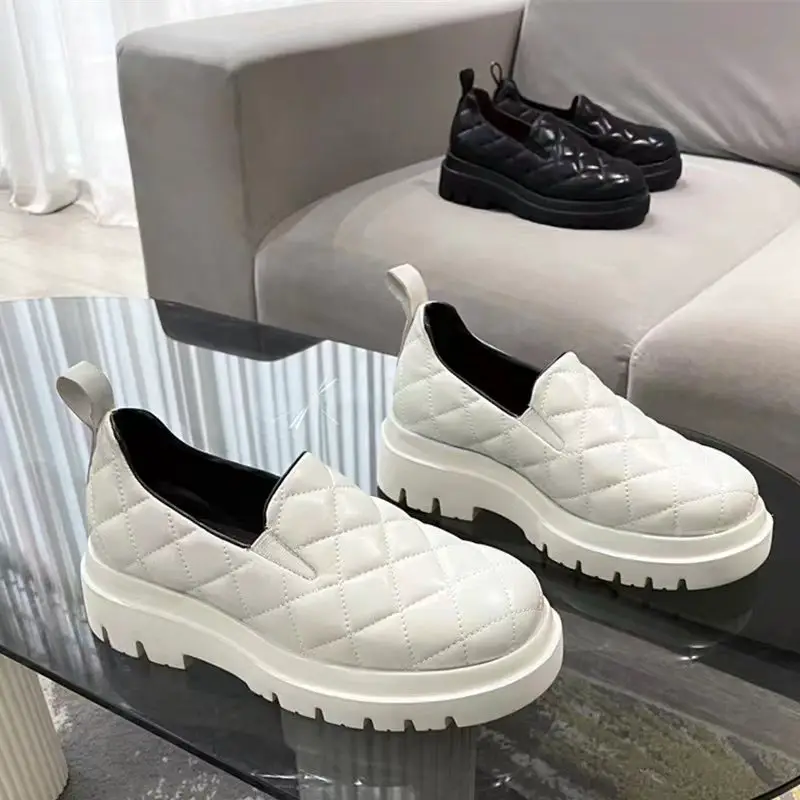 Bvar Men's Trendy Bread Shoes New arrival Genuine Leather Quilted Pineapple Ugly Cute Shoes Thick Sole Height Increase Casual Derby Men's Shoes