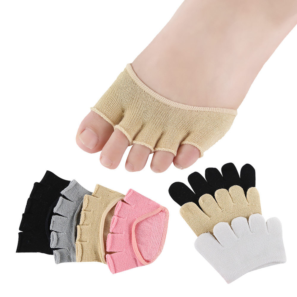 Spot Half-cut Toe Socks Bamboo Fiber Invisible Socks High Heels Half-Palm Socks Plantar Non-slip Toe Socks for Women