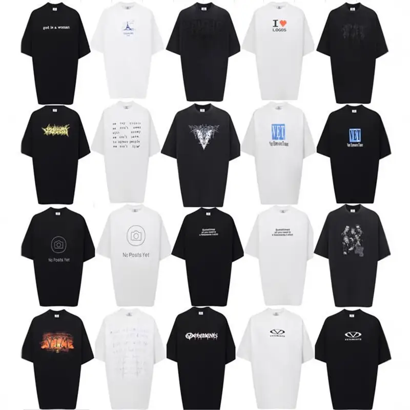 Cross-border 2025 American VTM New Letter Printing Loose Casual Short-sleeved T-shirt for Men and Women Couple Fashion Brand Tee
