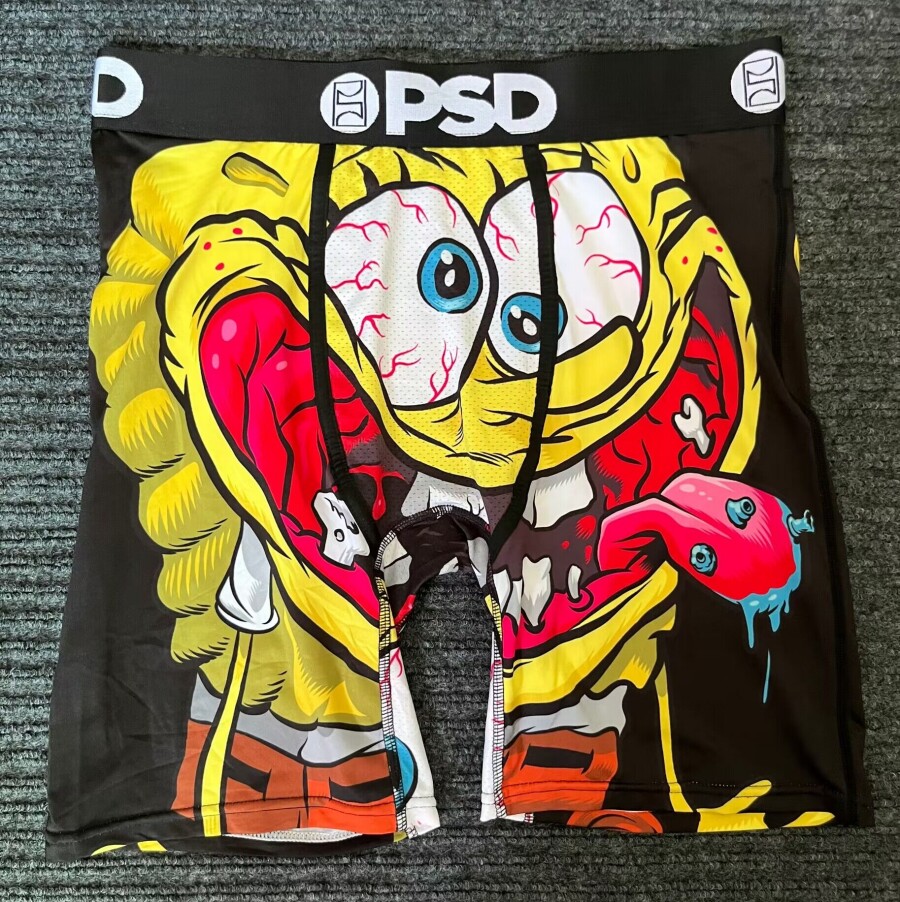 Psd Men's Cartoon Ice Silk Boxer Briefs Running Fitness Sports Hip-Hop Elastic American-Style Boxer Shorts