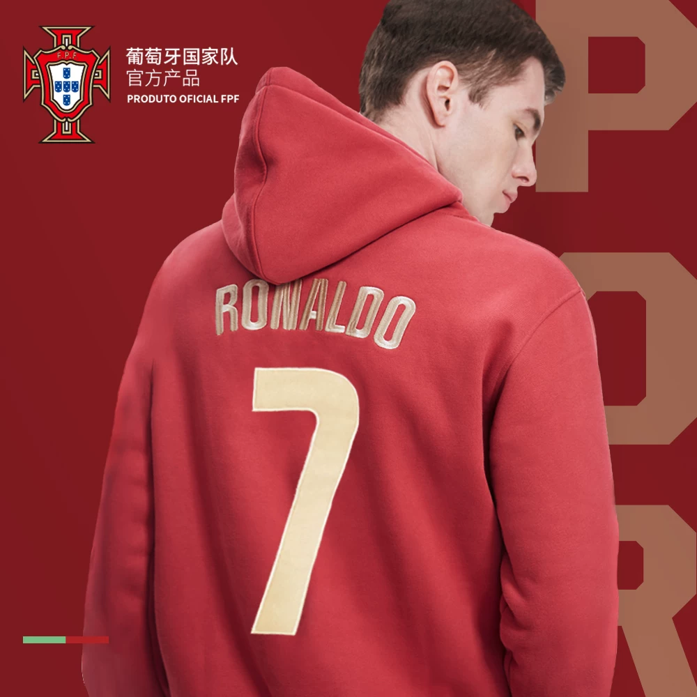 [Official Authentic Product] Portugal National Team｜Cristiano Ronaldo Printed Number Fleece Embroidered Sweatshirt Football Apparel Autumn and Winter Style Foto QC de TAOBAO na Qualit.ly