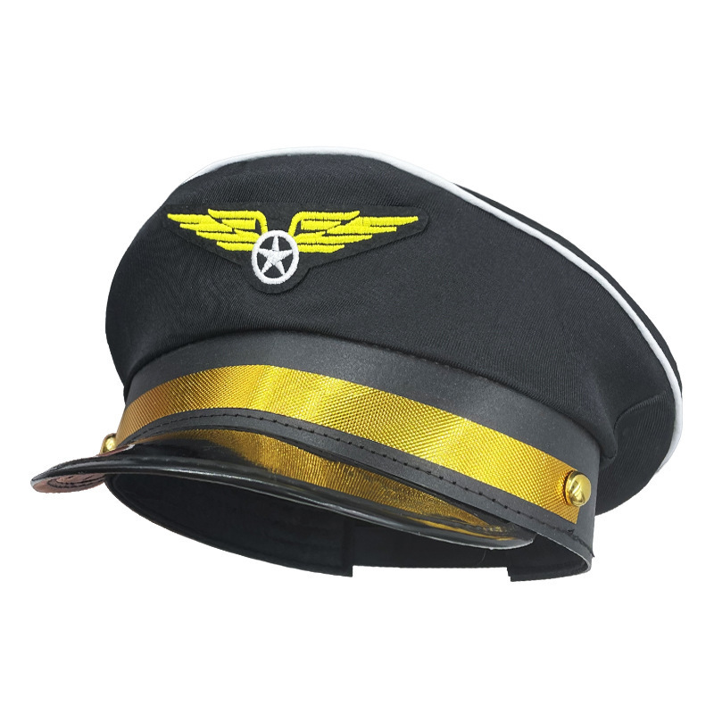 Sexy Accessories, Adjustable Big-Brimmed Hat, Uniform Party Performance, Black Captain Role-Playing, Stewardess, Policewoman Hat