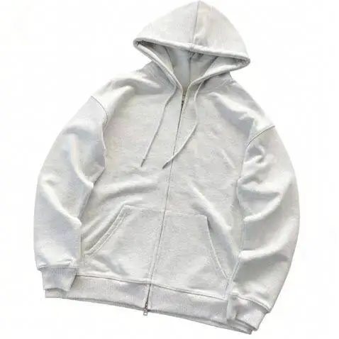 Front Arc Design, Silver Zipper, Matching Round Cord, Three-Color Fleece-Lined Zipper Hoodie 55013028