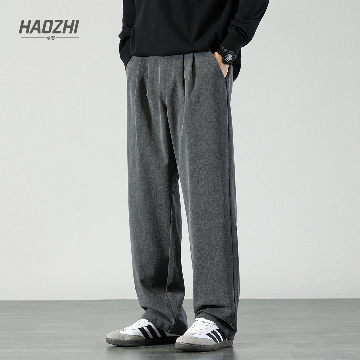 Japanese-Style Simple Men's Dress Pants 2025 Autumn New Loose Large Size Straight-Leg Long Pants Solid Color Versatile Casual Pants