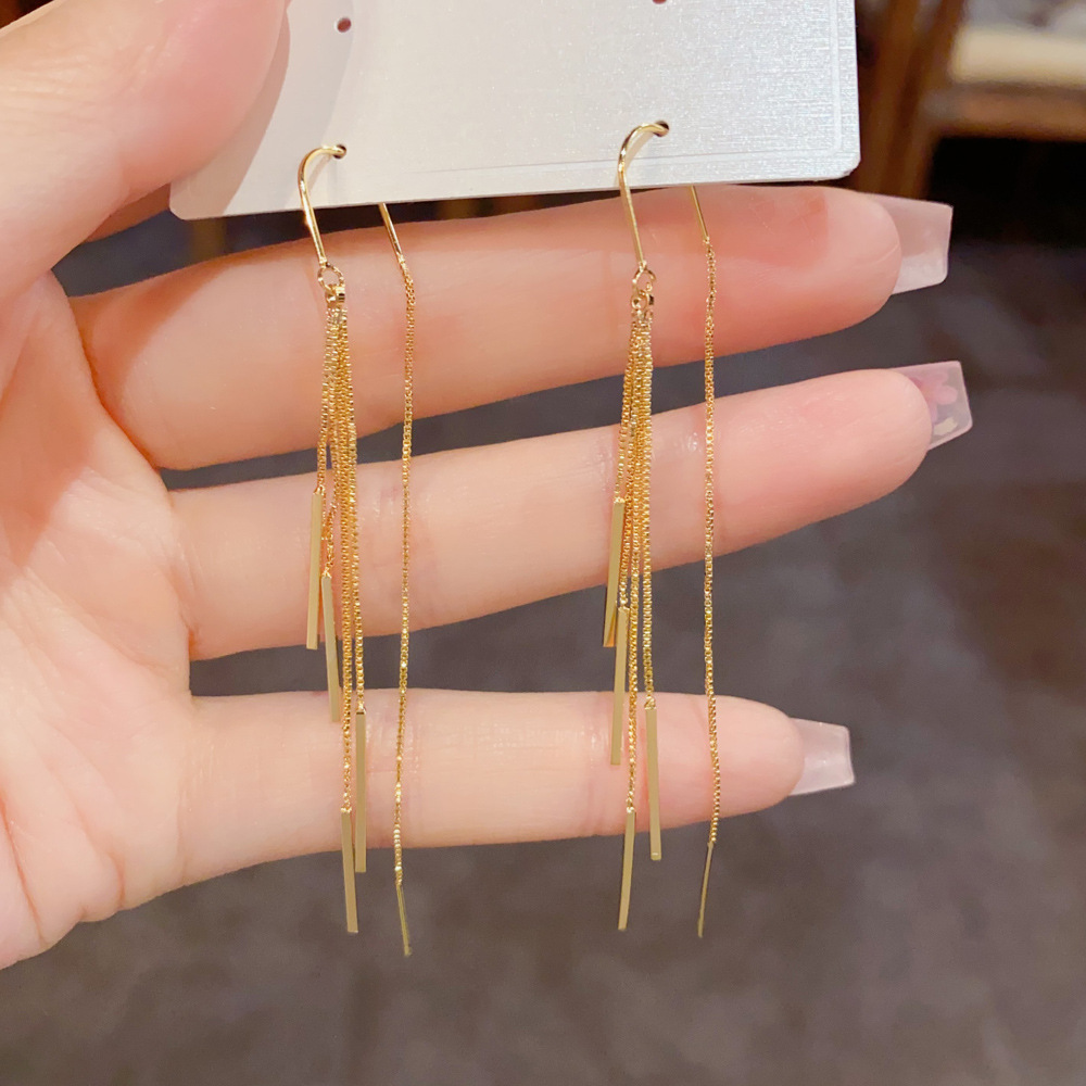 South Korea Dongdaemun Design Sense Chain Tassel Ear Line Women's Elegant Internet Celebrity Fashion Distinctive Exquisite Earrings Earrings for Women