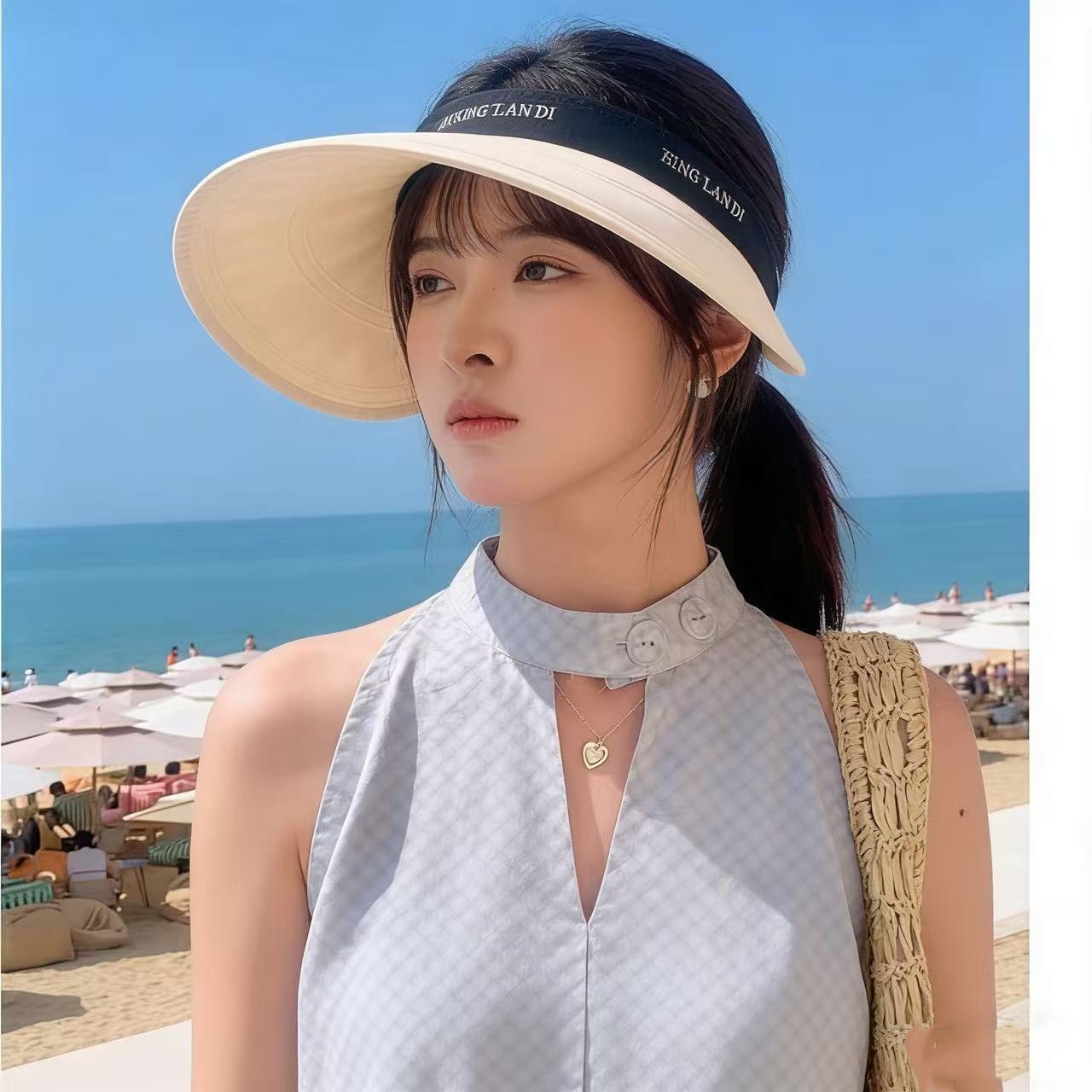Summer New Outdoor Sunshade Breathable Versatile Uv Protection Wide-Brimmed Anti-Uv Headband Style Sun Hat