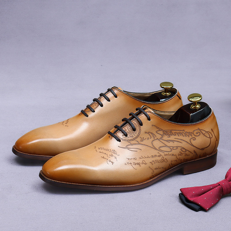 [Big Promotion] Whole Leather Business Formal Leather Shoes for Men, Genuine Leather Cowhide, Handmade British Oxford Men's Wedding Shoes