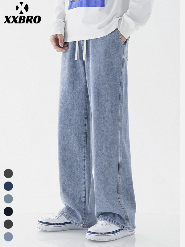 Muxi Clothing # Autumn Washed Vintage Straight-Leg Loose Men's Jeans Hong Kong Style Versatile Trendy Wide-Leg Pants