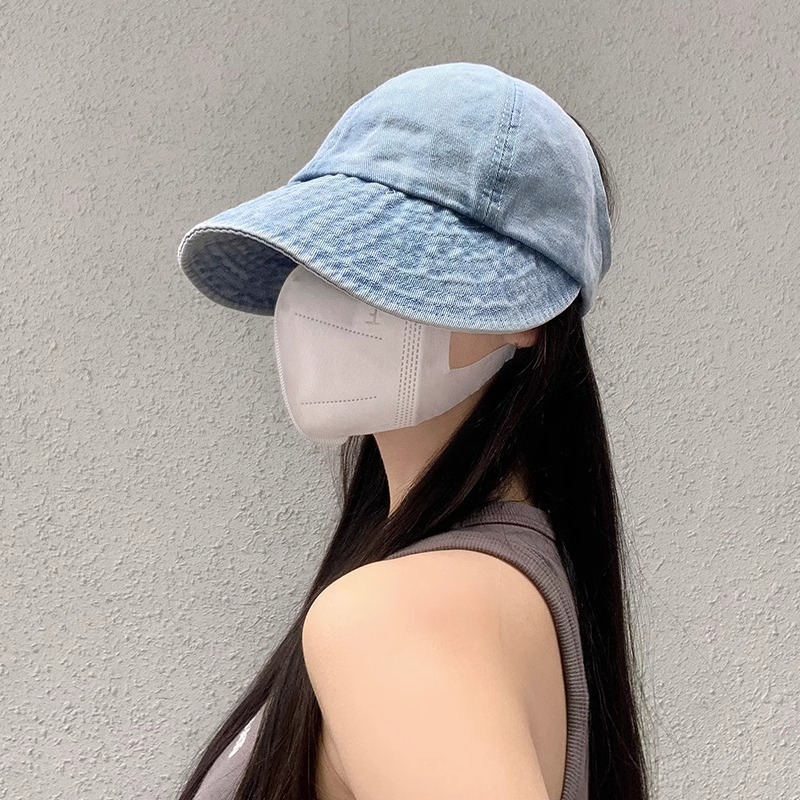 Same Style Denim Fisherman Hat for Women, Summer Large Brim Hat, Outdoor Sun Protection Visor Hat, Zhao Lusi Style