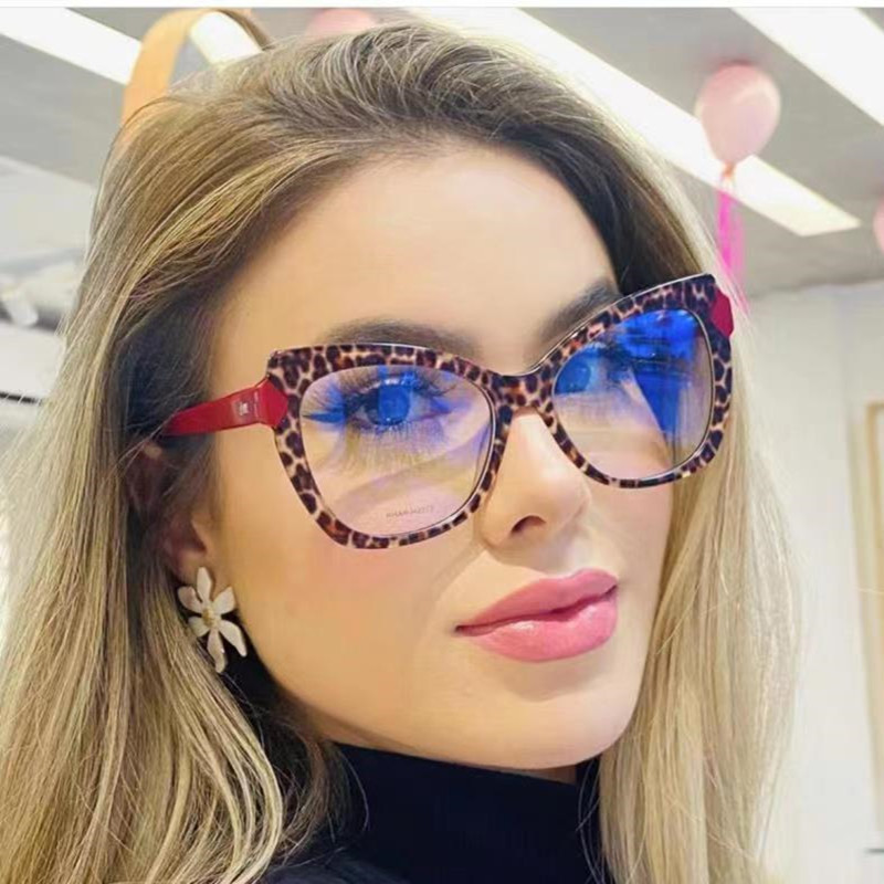 New European and American cat eye frame anti-blue light glasses frame ins fashion avant-garde spring leg street racket retro flat mirror